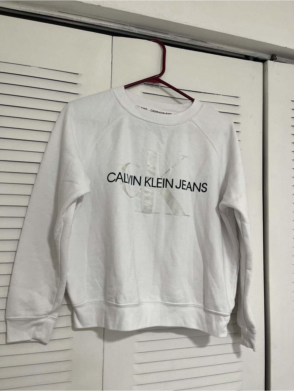 Calvin Klein White Logo Crewneck Sweatshirt